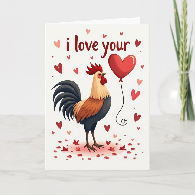 I Love You Rooster Card Kort (Framsida)