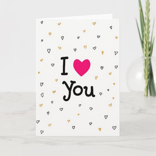 I Love You Scattered Hearts Card Kort (Framsida)
