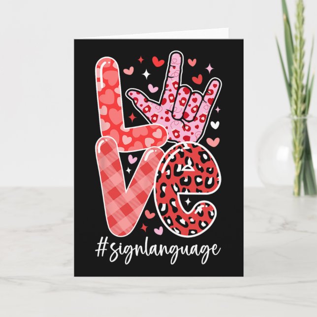 I Love You Sign Language Asl Valentine's Day Deaf  Kort (Framsida)