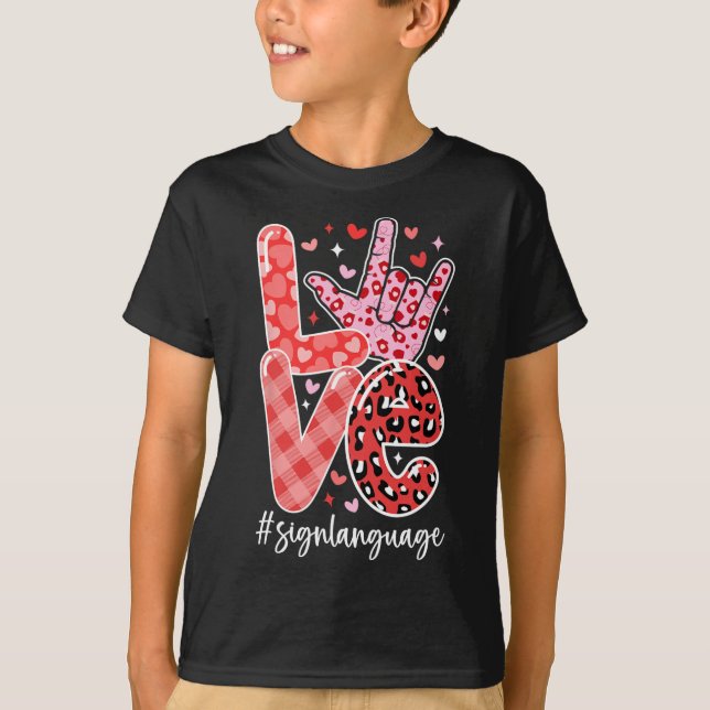 I Love You Sign Language Asl Valentine's Day Deaf  T Shirt (Framsida)