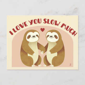 I love you slow much - Je t'aime couple paresseux Vykort