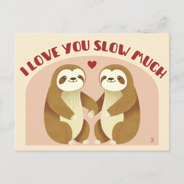 I love you slow much - Je t'aime couple paresseux Vykort (Framsida)