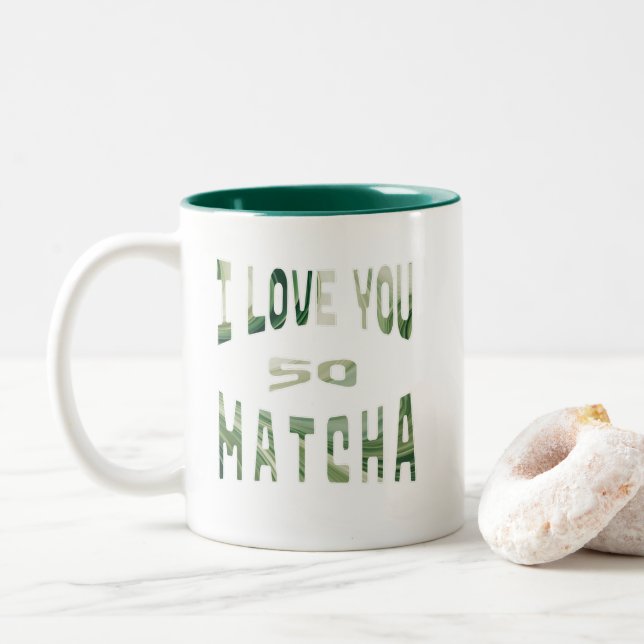 I Love you so Matcha - Matcha Typografie Två-Tonad Mugg (Med munk)