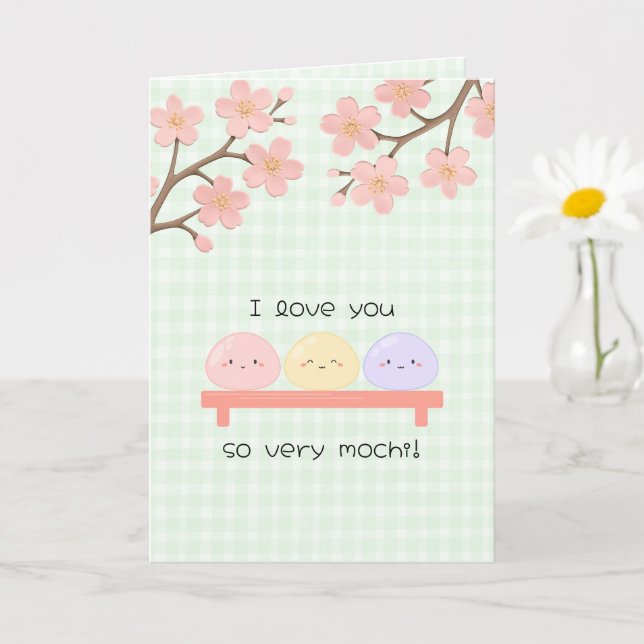 I Love You So Very Mochi Valetine's Day Card Kort (Liten växt)