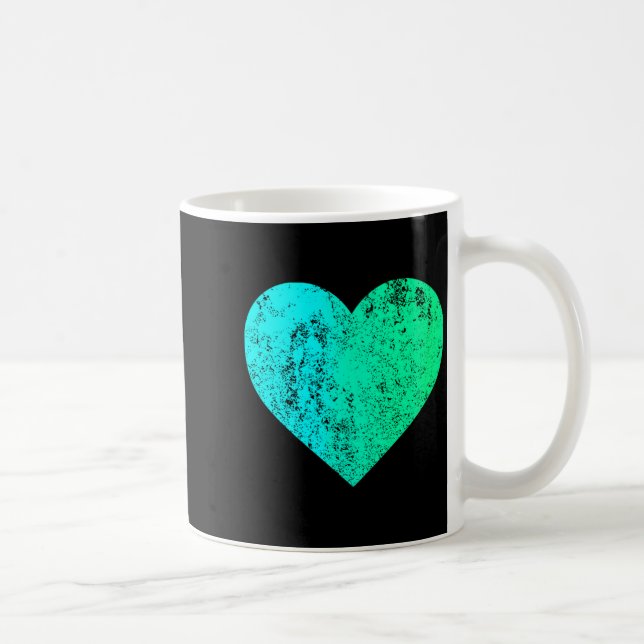 I Love You Teal Heart Distressed Valentines Day  Kaffemugg (Höger)