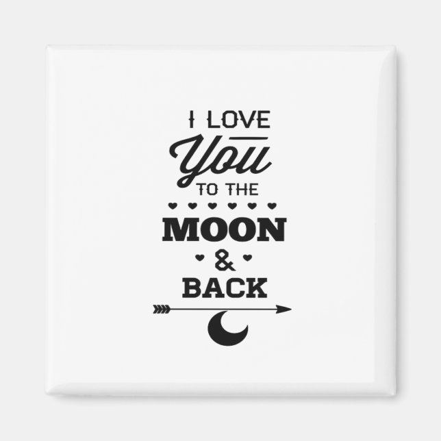 I Love You To The Moon And Back Gray Moon Minimal  Magnet (Framsidan)