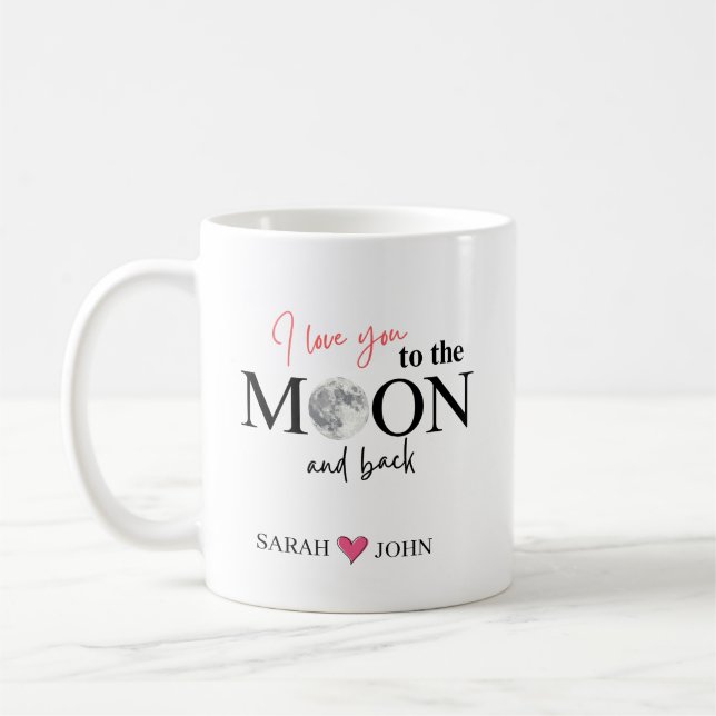 I Love You to the Moon and Back Personalized Kaffemugg (Vänster)