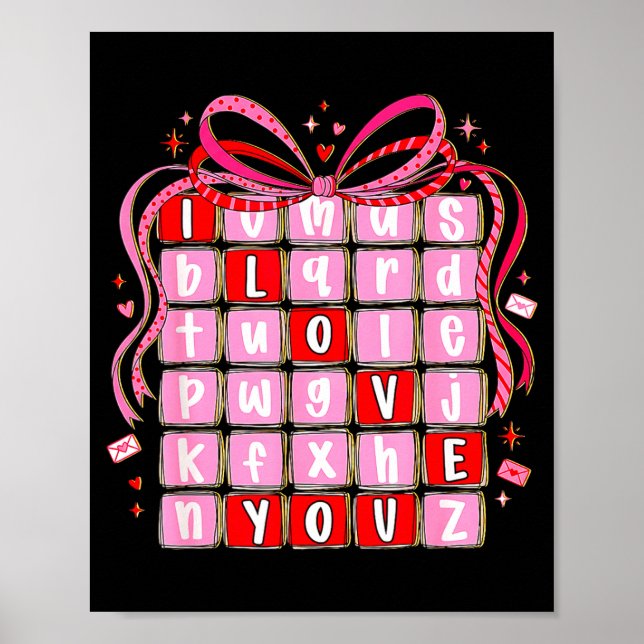 I Love You Valentine Kids Preppy Valentine's Day L Poster (Framsidan)