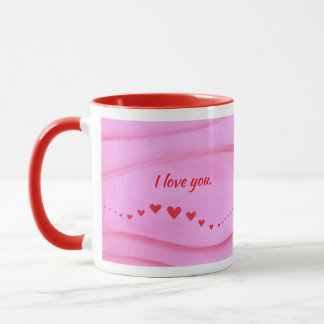 I love you, wave of red hearts custom mugs mugg