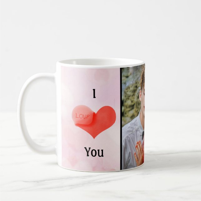 I Love You with Personal Photo Kaffemugg (Vänster)