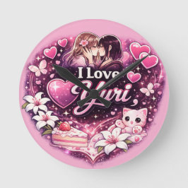 I Love Yuri | Kawaii Girls’ Love Anime Aesthetic  Rund Klocka
