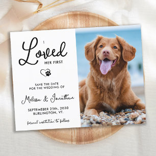 I Loved Her First Custom Photo Pet Dog Wedding Meddelande Vykort