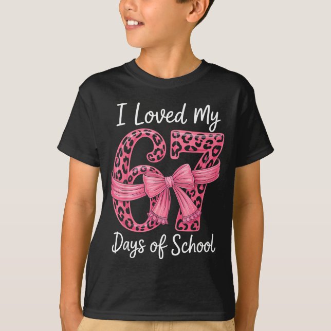 I Loved My 67 Days Of School Coquette Girls Women  T Shirt (Framsida)
