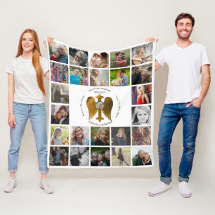 I Loving Memory 24 Photo Collage Kor med Vingar Fleecefilt