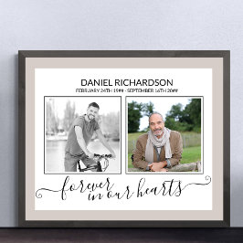 I Loving Memory 2 Photo Elegant Script Funeral Poster