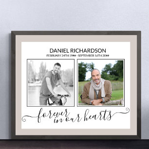 I Loving Memory 2 Photo Elegant Script Funeral Poster