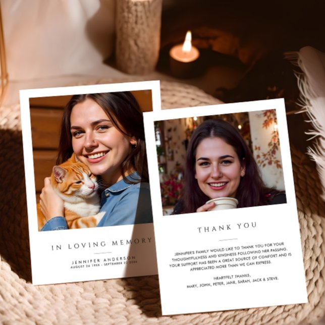 I Loving Memory 2-Photo Modern Funeral/Memorial Tack Kort (Skapare uppladdad)