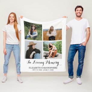 I Loving Memory 4 Photo Collage Funeral Memorial Fleecefilt