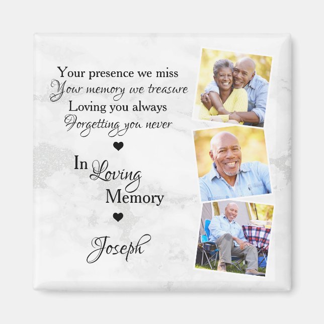 I Loving Memory Anpassningsbar 3 Photo Memorial Magnet (Framsidan)
