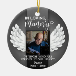 I Loving Memory Anpassningsbar Photo, Namn & Messa Julgransprydnad Keramik