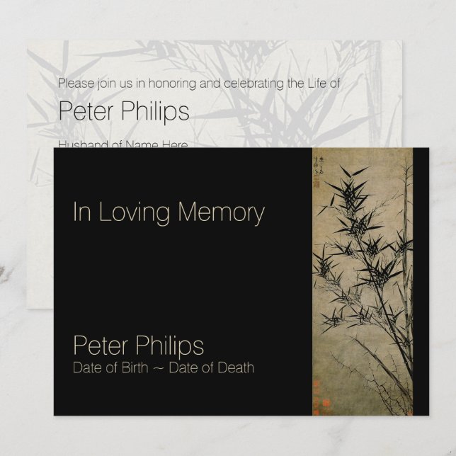 I Loving Memory Bamboo Funeral Notice Inbjudningar (Fram/baksida)