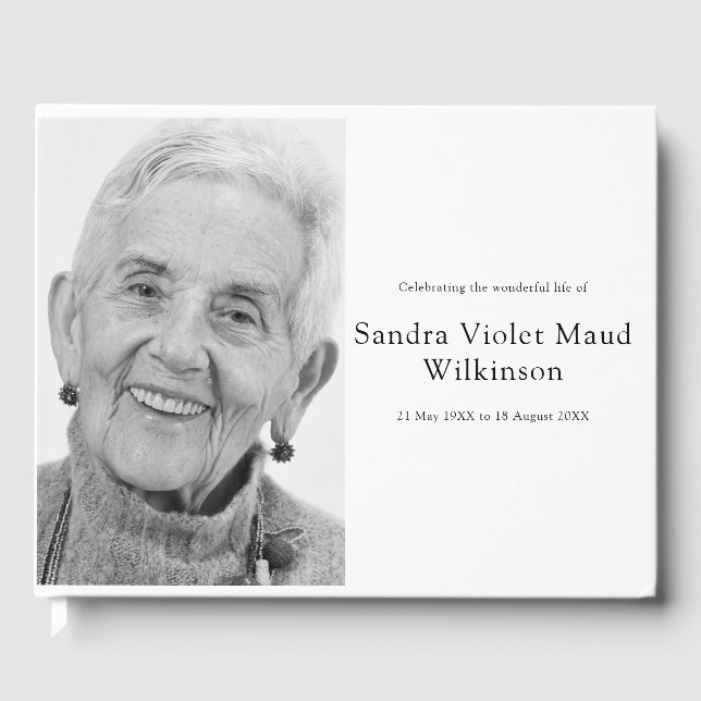 I Loving Memory black and white Memorial Photo Gästböcker (Framsida)