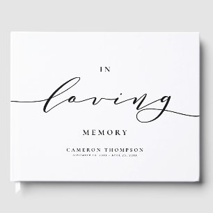 I Loving Memory Black Dainty Script Funeral Gästböcker