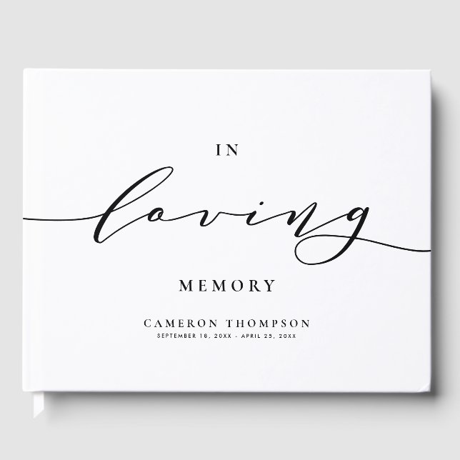 I Loving Memory Black Dainty Script Funeral Gästböcker (Framsida)