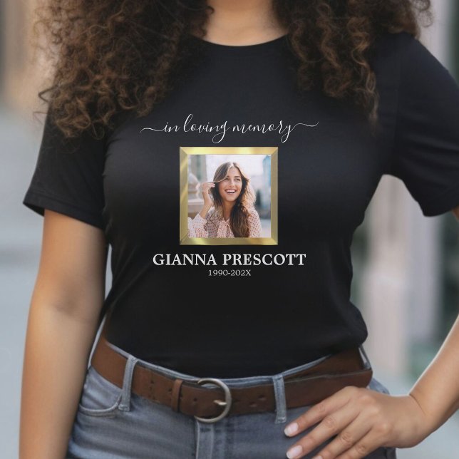 I Loving Memory Black & Guld Photo Funeral T Shirt (In Loving Memory Black & Gold Photo Funeral T-Shirt)