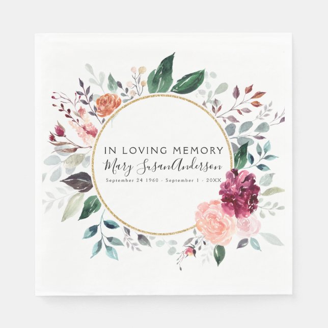 I Loving Memory Blommigt Funeral Memorial Wake Pappersservett (Framsidan)