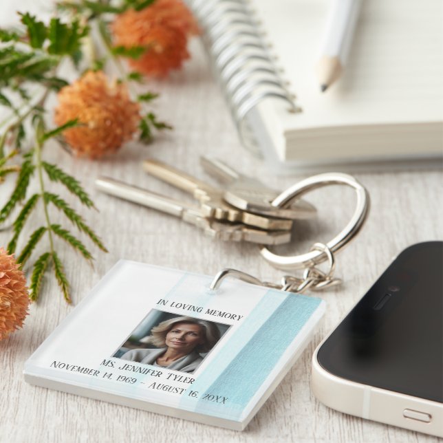 I Loving Memory Blue Funeral Memorial Keychain (Högra Framsidan)