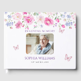 I Loving Memory Bright Rosa Wildblommor Gästböcker