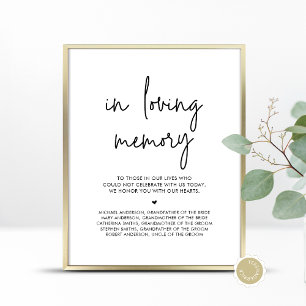 I Loving Memory, Bröllop Memorial Bord Poster