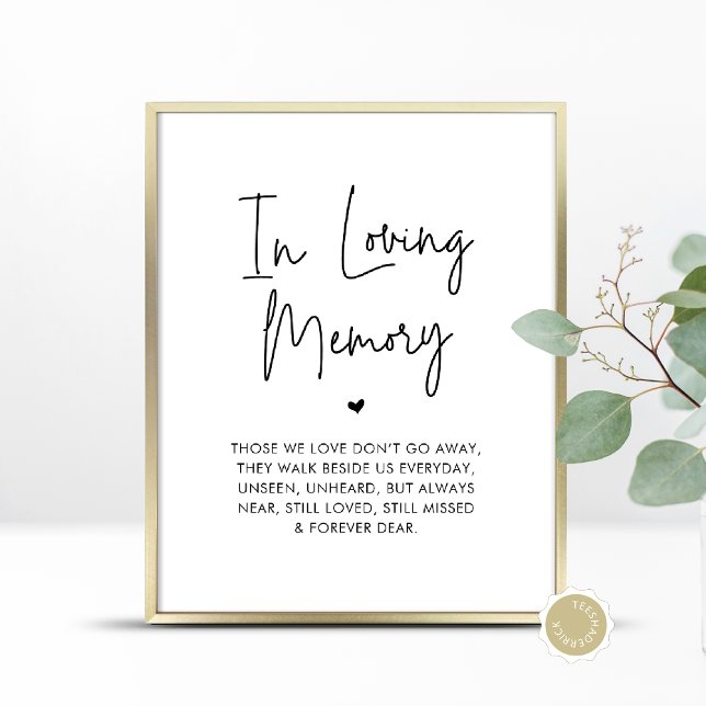 I Loving Memory, Bröllop Memorial Bord Poster (In Loving Memory, Wedding Memorial Table Sign, Unseen, Unheard, Forever Dear, Digital Download)
