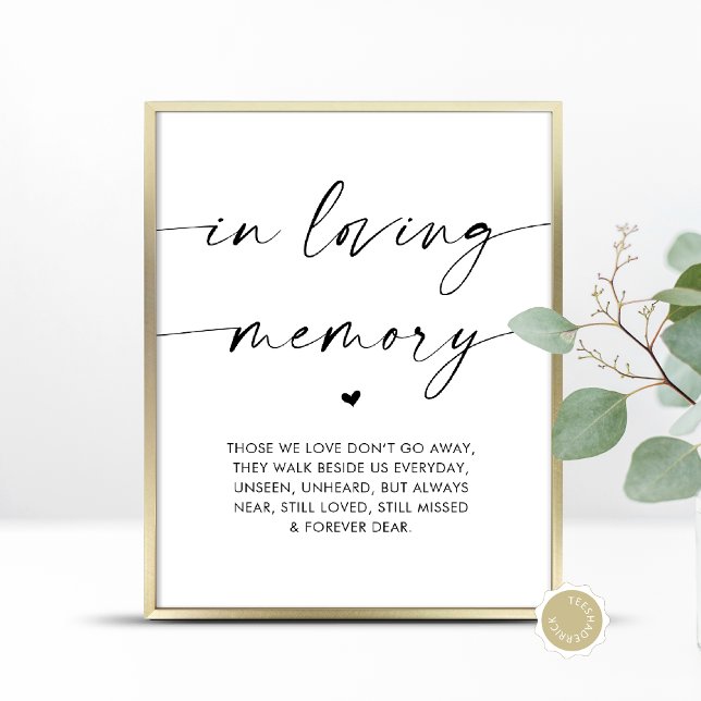 I Loving Memory, Bröllop Memorial Bord Poster (In Loving Memory, Wedding Memorial Table Sign, Unseen, Unheard, Forever Dear, Digital Download)