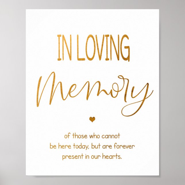 I Loving Memory bröllop-tecken 8 x 10 poster (Framsidan)
