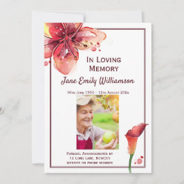 I Loving Memory Calla Lily Funeral Meddelande