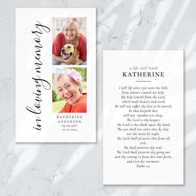 I Loving Memory Calligraphy 2 Photo Prayer Card Visitkort (Skapare uppladdad)
