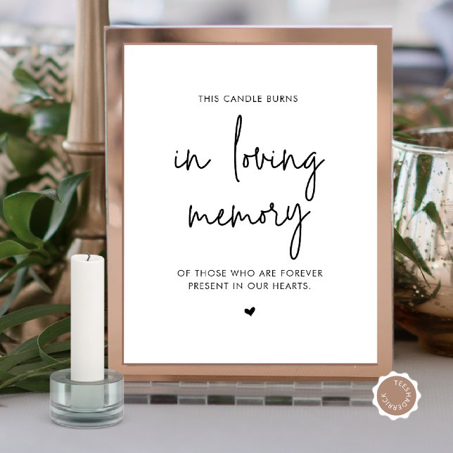 I Loving Memory Candle, Bröllop Memorial Bord Poster (In Loving Memory Candle, Wedding Memorial Table Sign, Digital Download, Modern Minimalist design)