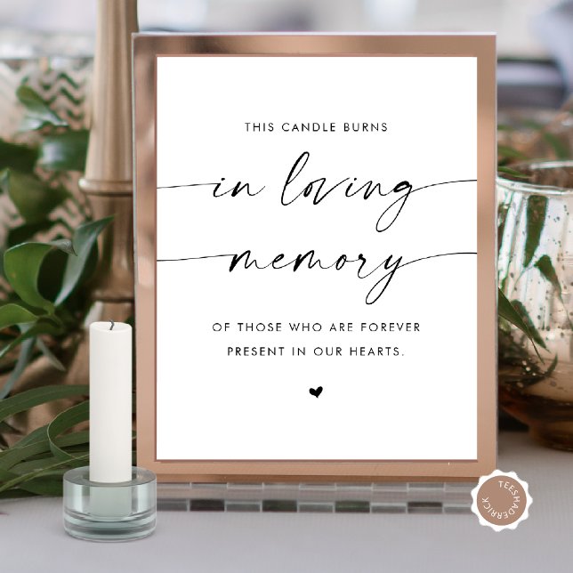 I Loving Memory Candle, Bröllop Memorial Bord Poster (In Loving Memory Candle Burns, Wedding Memorial Table Sign, Digital Download, Modern script)