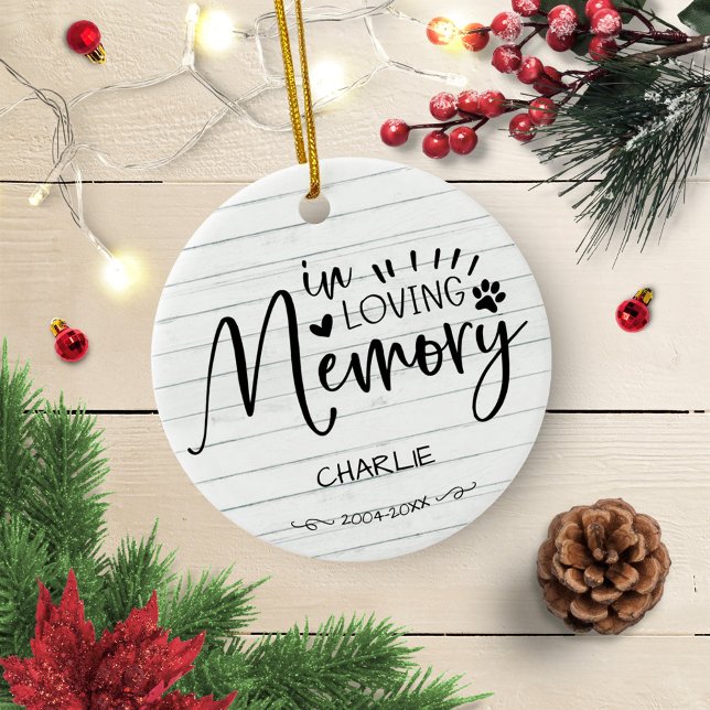 I Loving Memory Cat or Hund Pet Memorial Keepsak Julgransprydnad Keramik (Skapare uppladdad)