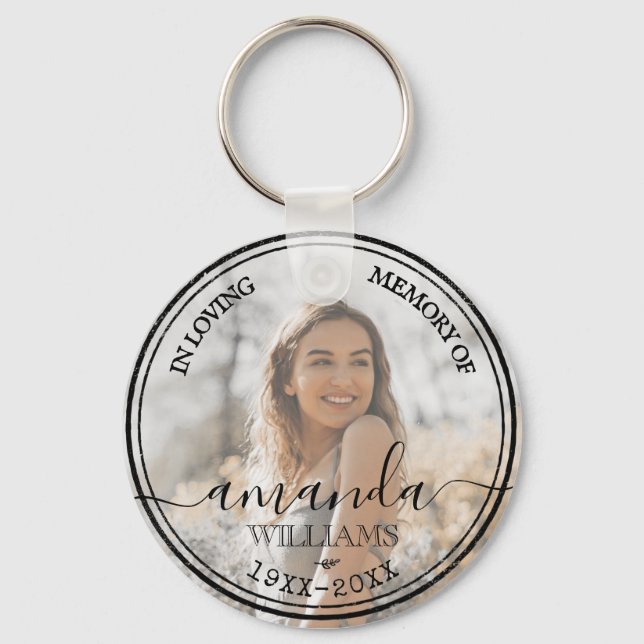 I Loving Memory | Elegant Memorial | Namn, foto Nyckelring (Framsida)