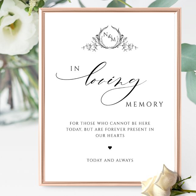 I Loving Memory, Elegant Monogram Bröllop-tecken Poster (Skapare uppladdad)