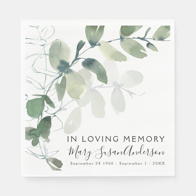 I Loving Memory Eucalyptus Funeral Memorial Wake Pappersservett (Framsidan)