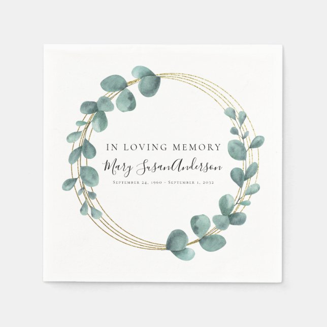 I Loving Memory Eucalyptus Funeral Memorial Wake Pappersservett (Framsidan)