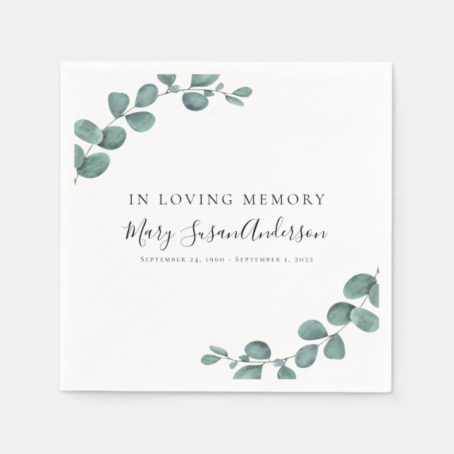 I Loving Memory Eucalyptus Funeral Memorial Wake Pappersservett (Framsidan)