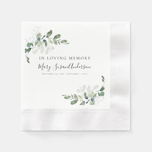 I Loving Memory Eucalyptus Funeral Memorial Wake Pappersservett (Framsidan)