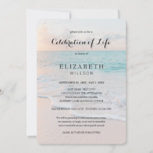 I Loving Memory Firande of Life Beach Funeral Inbjudningar