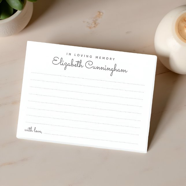 I Loving Memory Funeral Chic  ett minne Post-it Block (Skapare uppladdad)