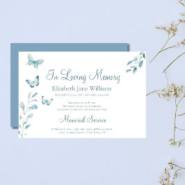 I Loving Memory Funeral Dusty Blue Butterfly Inbjudningar